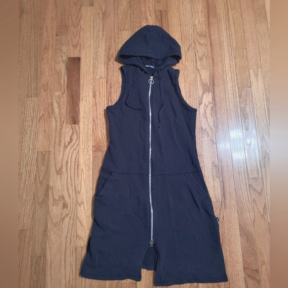 Nautica Dark Blue Hooded Swim Coverup